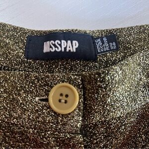 Fabulous Misspap Gold Glitter Wide-Leg Trousers